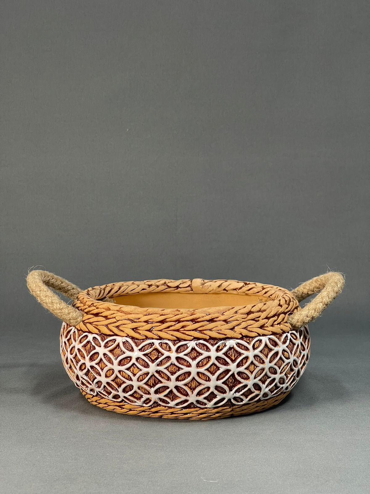 Кашпо корзинка плоская (кружева) 19*h10 см