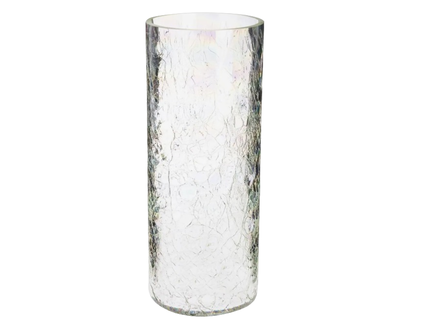 АТТИКУС Ваза из стекла кракле перламутр желтый Н-300