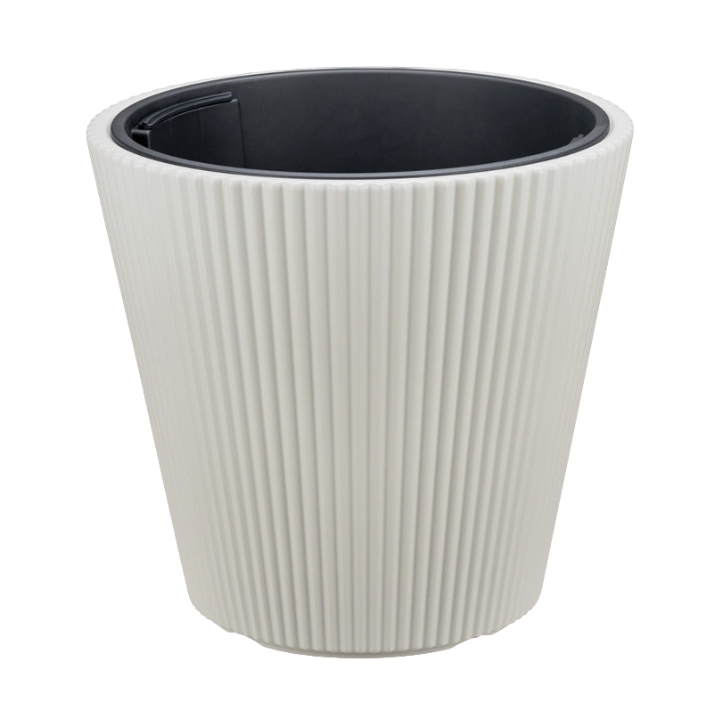 Кашпо Стрип D390мм H370 мм 30л со вставкой Кремовый