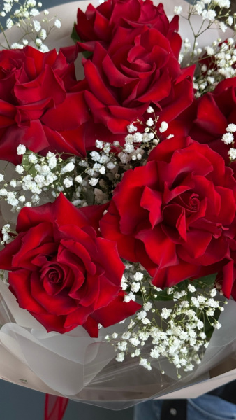 Моно-букет из красной розы (7шт)