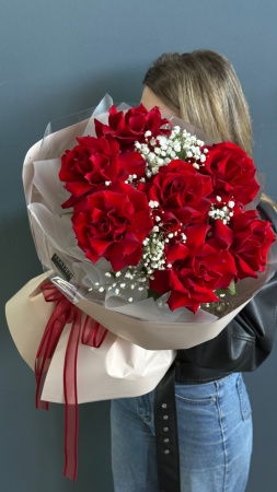 Моно-букет из красной розы (7шт)