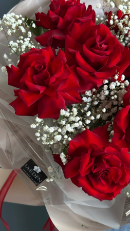 Моно-букет из красной розы (9шт)