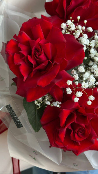 Моно-букет из красной розы (5шт)