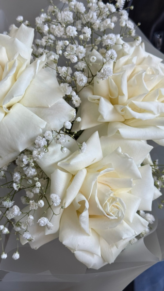 Моно-букет из белой розы (3шт)